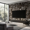 Antique Engraved Baroque Floral Mural Wallpaper — Sepia Heritage Mural Wallpaper - pure wallpaper artwork