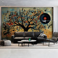 Melodic Tree Abstract Mural Wallpaper — Vibrant Artistic Design Mural Wallpaper - pure wallpaper artwork