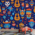 Mariachi Rhythm Mural Wallpaper — Vibrant Cultural Folk Art Mural Wallpaper - pure wallpaper artwork