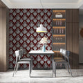Regal Damask Medallion Mural Wallpaper — Deep Burgundy and Silver Mural Wallpaper - pure wallpaper artwork