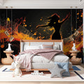 Fiery Dancer Music Waves Mural Wallpaper — Bold Contemporary Art Mural Wallpaper - pure wallpaper artwork