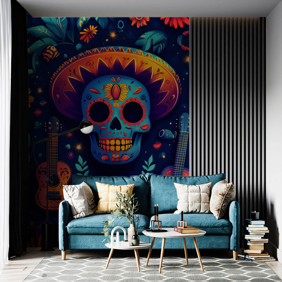 Day of the Dead Celebration Mural Wallpaper — Vibrant Cultural Art Mural Wallpaper
