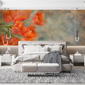 Vibrant Orange Tulip Floral Mural Wallpaper — Artistic Oil Style Mural Wallpaper - pure wallpaper artwork