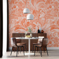 Peach Floral Scroll Mural Wallpaper — Soft Romantic Motif Mural Wallpaper - pure wallpaper artwork