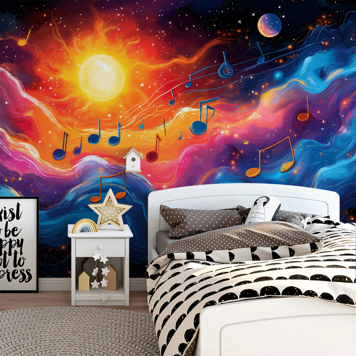 Musical Galaxy Swirl Mural Wallpaper — Cosmic Art for Walls Mural Wallpaper - pure wallpaper artwork