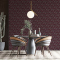 Intricate Burgundy Paisley Mural Wallpaper — Ornate Detail Mural Wallpaper - pure wallpaper artwork