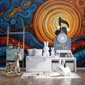 Abstract Musical Symphony Mural Wallpaper — Vibrant Artistic Design Mural Wallpaper - pure wallpaper artwork