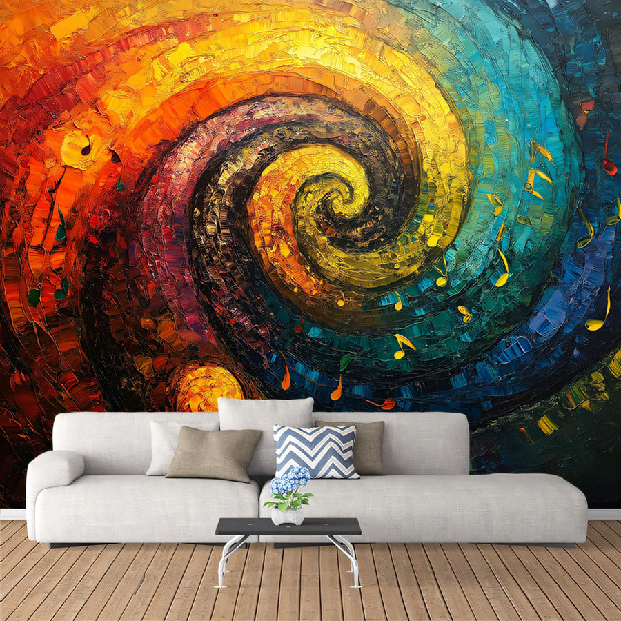 Vibrant Swirling Galaxy Mural Wallpaper — Artistic Expression Mural Wallpaper