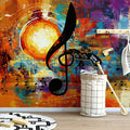 Abstract Musical Rhythm Mural Wallpaper — Expressive Urban Art Mural Wallpaper - pure wallpaper artwork