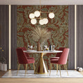Burnt Orange Damask Weave Mural Wallpaper — Traditional Textile Motif Mural Wallpaper - pure wallpaper artwork