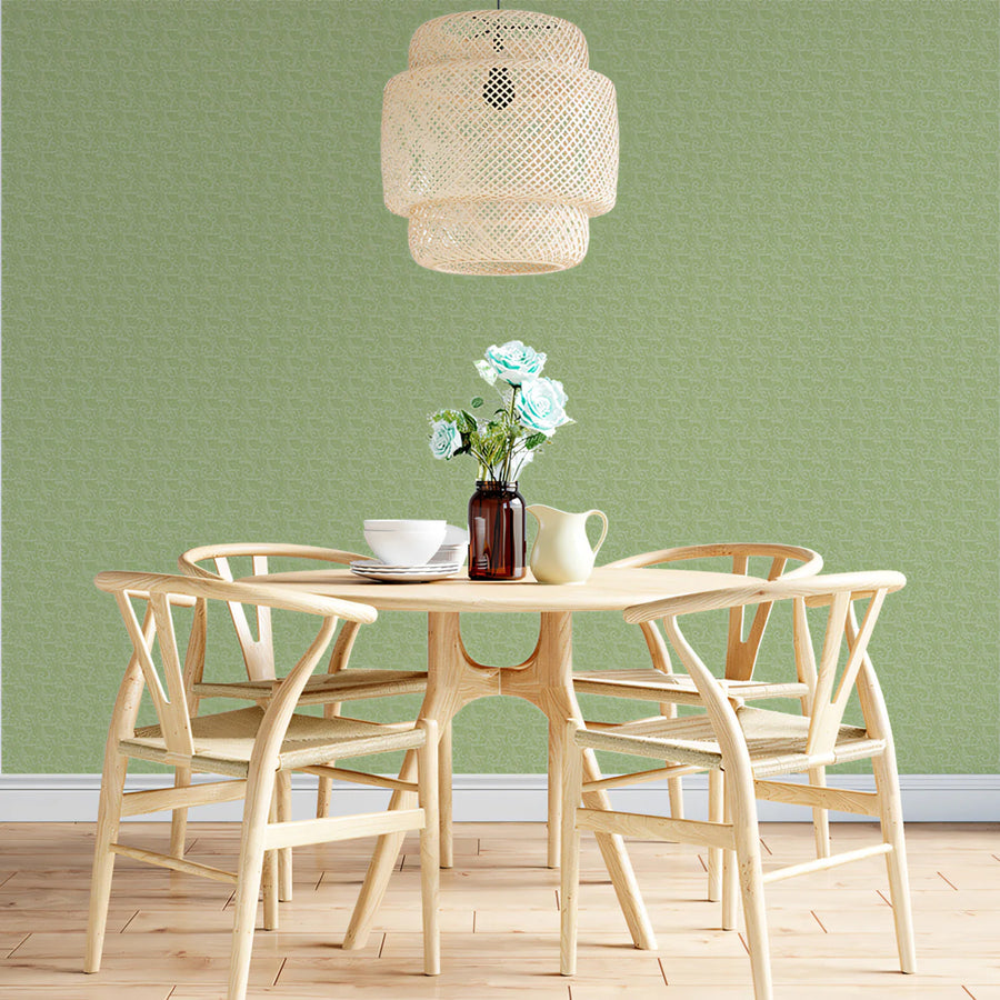 Micro Paisley Lime Mural Wallpaper — Subtle Textured Field Mural Wallpaper