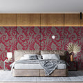 Classic Paisley Mural Wallpaper in Deep Magenta and Gray Mural Wallpaper - pure wallpaper artwork