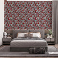 Baroque Scrollwork Mural Wallpaper — Rich Crimson and Silver Mural Wallpaper - pure wallpaper artwork