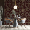 Batik Paisley Floral Mural Wallpaper — Artisanal Burgundy Print Mural Wallpaper - pure wallpaper artwork