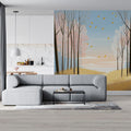 Autumn Woodland Path Mural Wallpaper — Soft Seasonal Grove Mural Wallpaper - pure wallpaper artwork