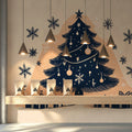 Minimalist Christmas Tree Mural Wallpaper — Festive Navy and Peach Mural Wallpaper - pure wallpaper artwork