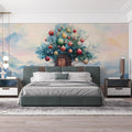 Fantasy Hilltop Tree Mural Wallpaper — Whimsical Holiday Scene Mural Wallpaper - pure wallpaper artwork