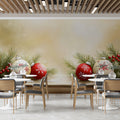 Christmas Ornament Shelf Mural Wallpaper — Holiday Joy Mural Wallpaper - pure wallpaper artwork