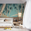 Sunlit Birch Forest Mural Wallpaper — Artistic Nature Landscape Mural Wallpaper - pure wallpaper artwork