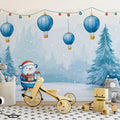 Polar Bear Balloon Parade Mural Wallpaper in Watercolor Blue Mural Wallpaper - pure wallpaper artwork