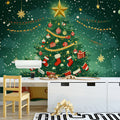 Joyful Christmas Tree Mural Wallpaper —Festive Holiday Decor Mural Wallpaper - pure wallpaper artwork