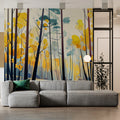 Golden Autumn Forest Mural Wallpaper — Modern Graphic Art Mural Wallpaper - pure wallpaper artwork