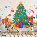 Merry Santa Holiday Mural Wallpaper — Cheerful Christmas Decor Mural Wallpaper - pure wallpaper artwork