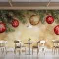 Festive Garland Ornament Mural Wallpaper with Golden Glow Mural Wallpaper - pure wallpaper artwork