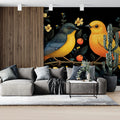 Aviary Garden Mural Wallpaper — Bold Tropical Bird Design Mural Wallpaper - pure wallpaper artwork
