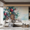 Mountain Christmas Tree Dwelling Mural Wallpaper — Whimsical Decor Mural Wallpaper - pure wallpaper artwork