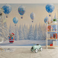 Winter Festival Teddy Bear Mural Wallpaper — Whimsical Holiday Scene Mural Wallpaper - pure wallpaper artwork