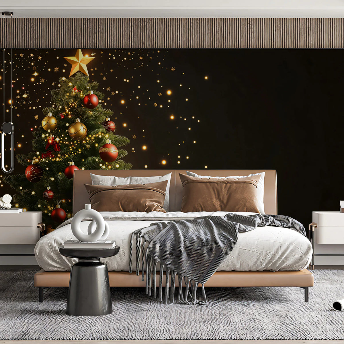 Festive Christmas Glow Mural Wallpaper — Elegant Holiday Decor Mural Wallpaper - pure wallpaper artwork