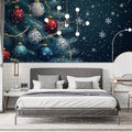 Winter Festive Pine Mural Wallpaper — Holiday Ornament Design Mural Wallpaper - pure wallpaper artwork