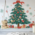 Christmas Tree and Teddy Bear Mural Wallpaper — Whimsical Holiday Mural Wallpaper - pure wallpaper artwork