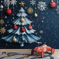 Papercraft Christmas Tree Mural Wallpaper — Festive Holiday Style Mural Wallpaper - pure wallpaper artwork