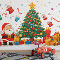 Santa's Arrival Watercolor Mural Wallpaper — Whimsical Holiday Scene Mural Wallpaper - pure wallpaper artwork