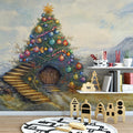 Holiday Hill Home Mural Wallpaper — Whimsical Fantasy Illustration Mural Wallpaper - pure wallpaper artwork