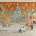 Retro Holiday Sketch Mural Wallpaper — Whimsical Winter Scene Mural Wallpaper - pure wallpaper artwork