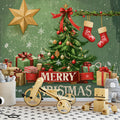 Vintage Christmas Tree Mural Wallpaper with Festive Holiday Motifs Mural Wallpaper - pure wallpaper artwork