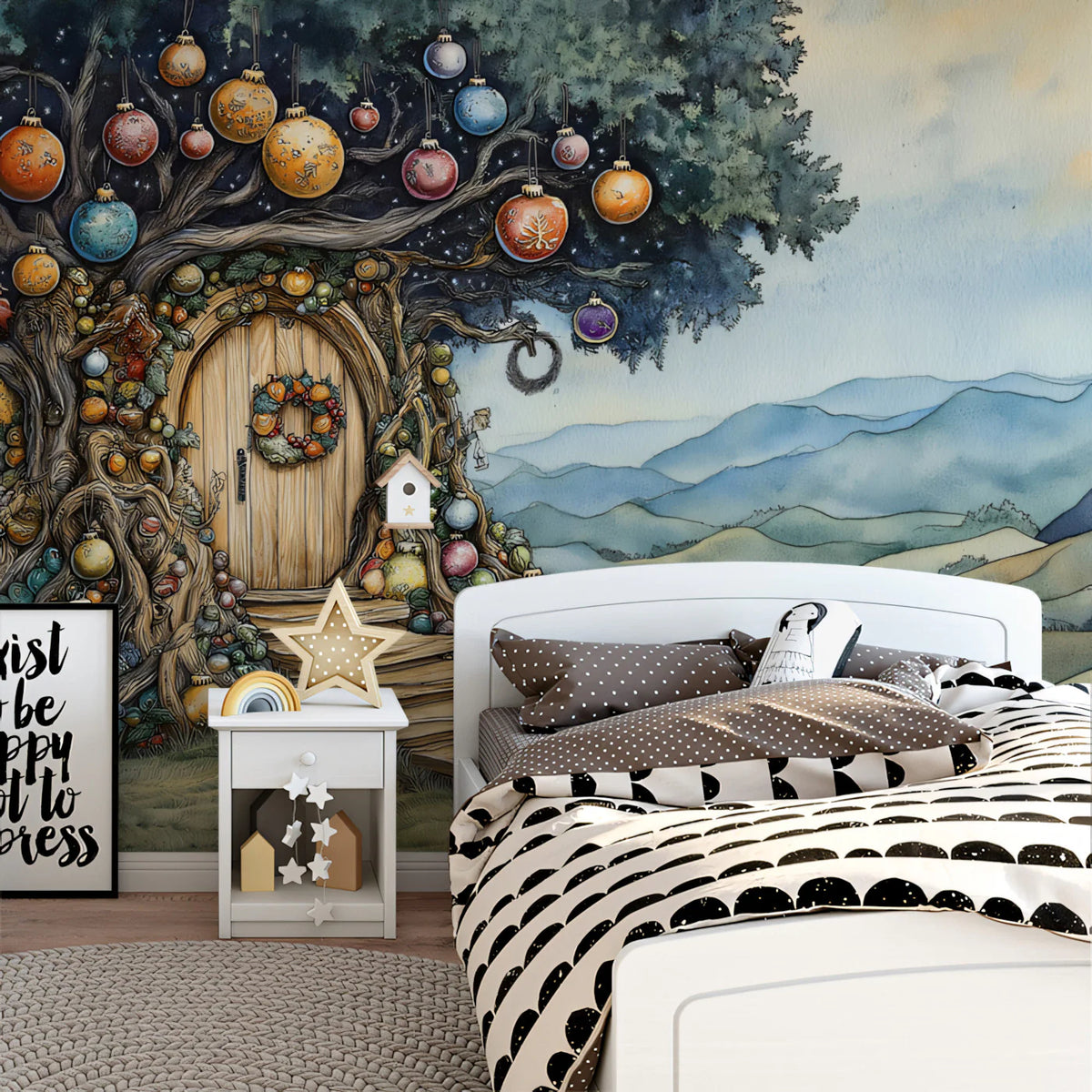 Enchanted Treehouse Mural Wallpaper — Whimsical Nature Illustration Mural Wallpaper - pure wallpaper artwork