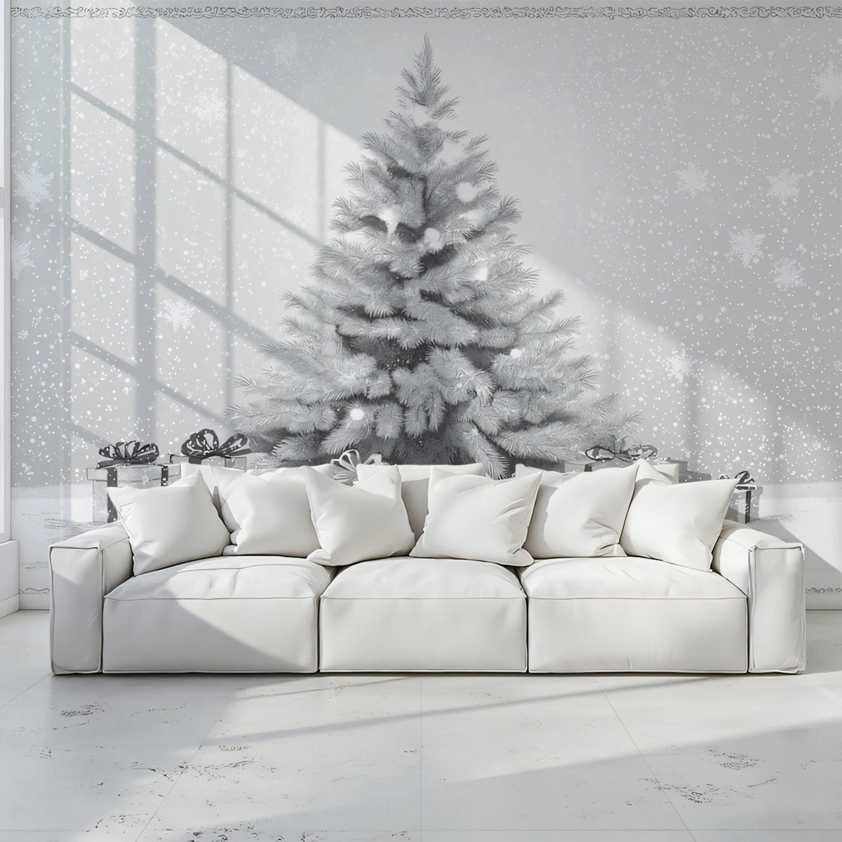 Winter's Glow Mural Wallpaper Monochrome Mural Wallpaper - pure wallpaper artwork