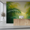 Golden Jungle Light Mural Wallpaper Green and Yellow Mural Wallpaper - pure wallpaper artwork