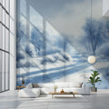 Winter Country Road Mural Wallpaper — Frosty Impressionist Landscape Mural Wallpaper - pure wallpaper artwork