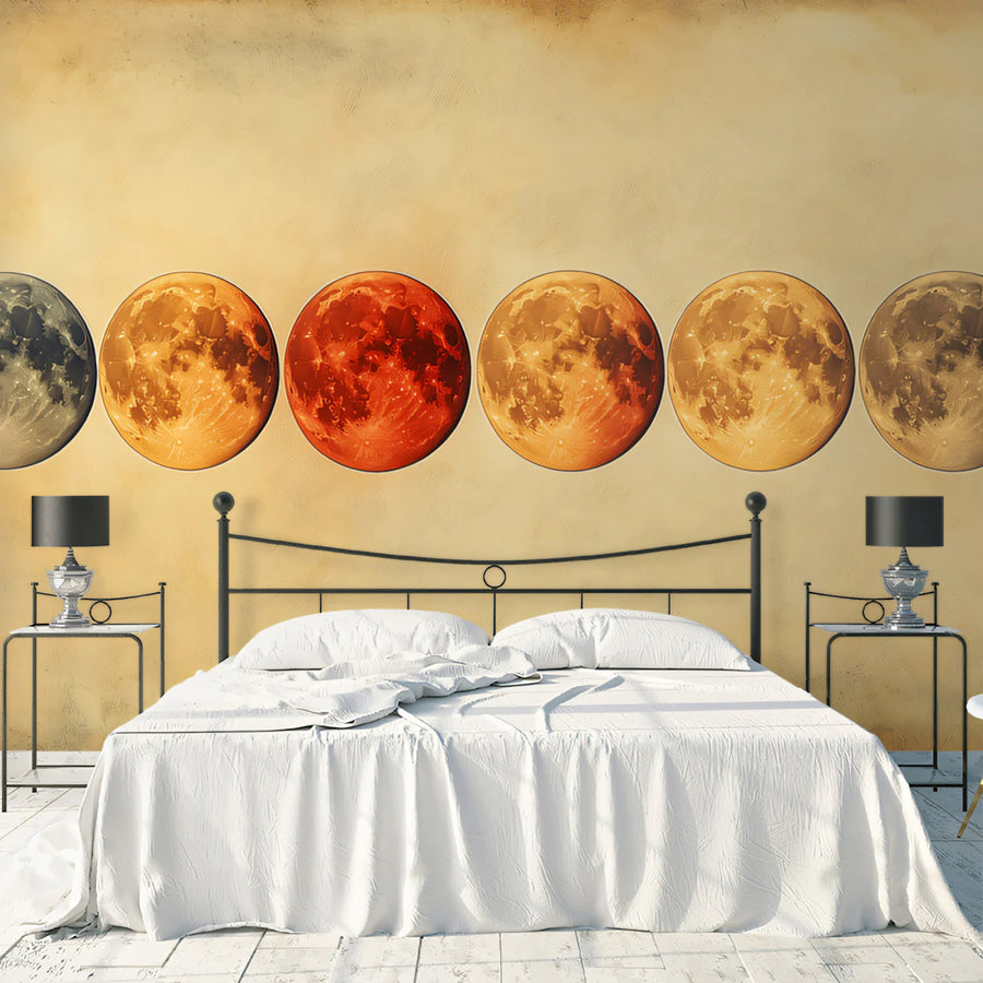 Vintage Lunar Chart Mural Wallpaper — Celestial Study Mural Mural Wallpaper