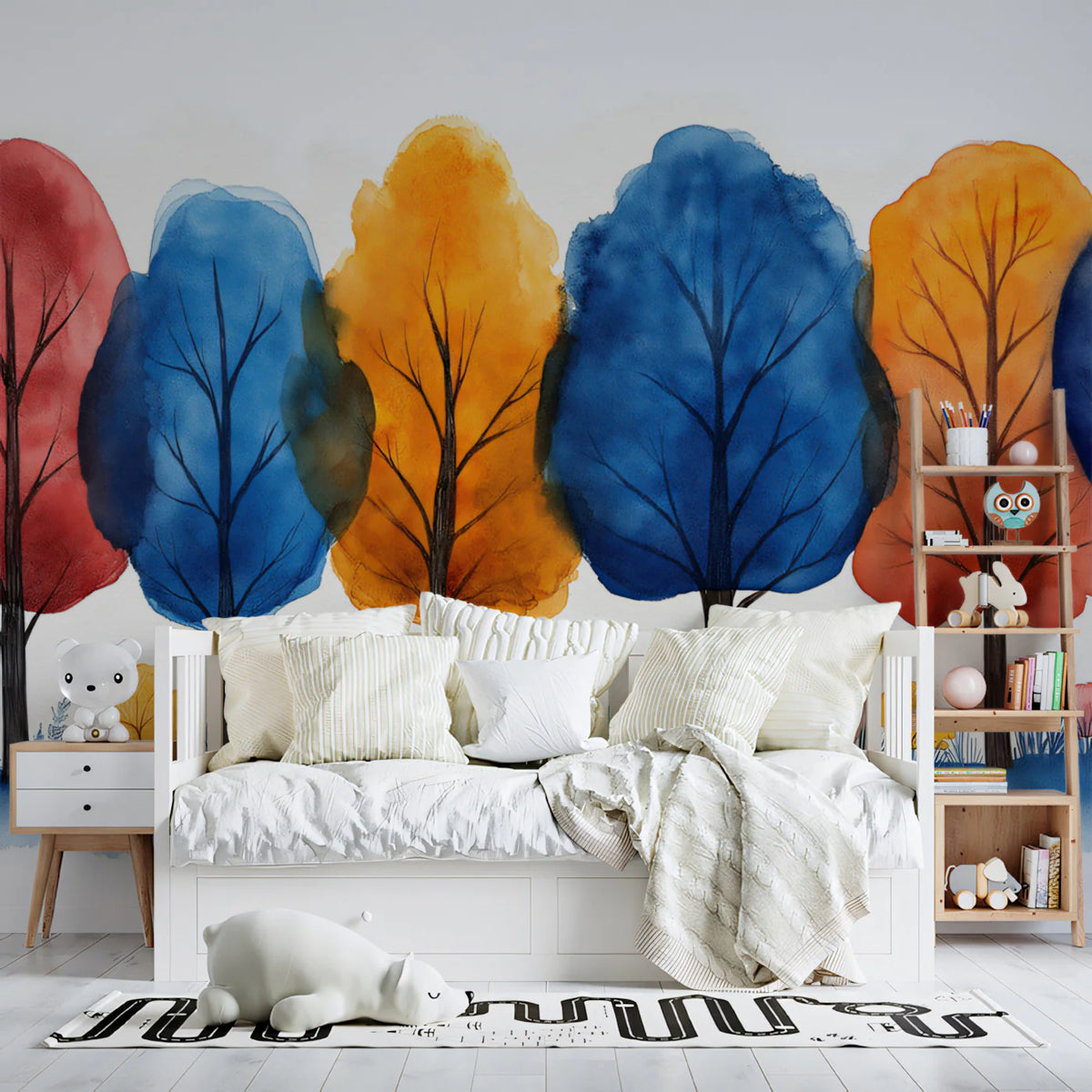 Stylized Lollipop Forest Mural Wallpaper in Vibrant Watercolors Mural Wallpaper - pure wallpaper artwork