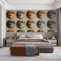 Lunar Grid Mural Wallpaper — Contemporary Celestial Geometry Mural Wallpaper - pure wallpaper artwork