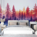 Fiery Sunset Forest Mural Wallpaper — Abstract Landscape Art Mural Wallpaper - pure wallpaper artwork