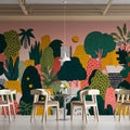 Stylized Botanical Orchard Mural Wallpaper — Playful Garden Art Mural Wallpaper - pure wallpaper artwork