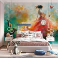Woman and Nature Fantasy Mural Wallpaper — Artistic Color Explosion Mural Wallpaper - pure wallpaper artwork