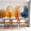 Watercolor Autumn Treeline Mural Wallpaper — Soft Seasonal Scene Mural Wallpaper - pure wallpaper artwork